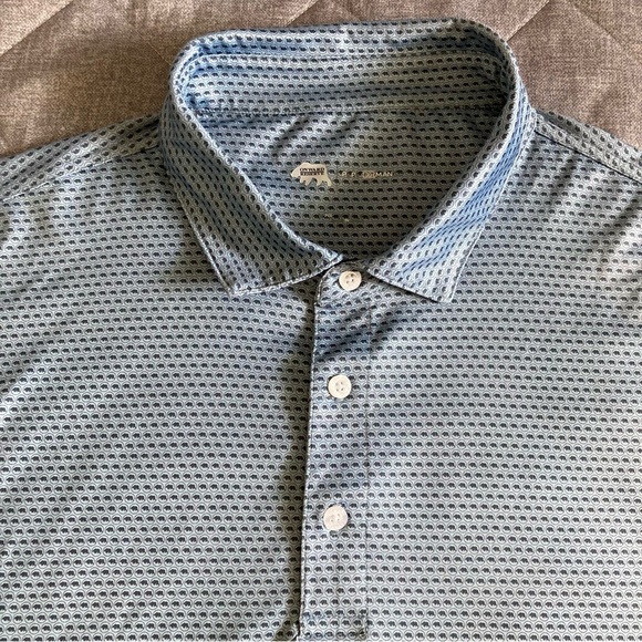 Onward Reserve Performance Golf Polo Mens Large Blue Bear Logo All Over Print - Picture 1 of 12